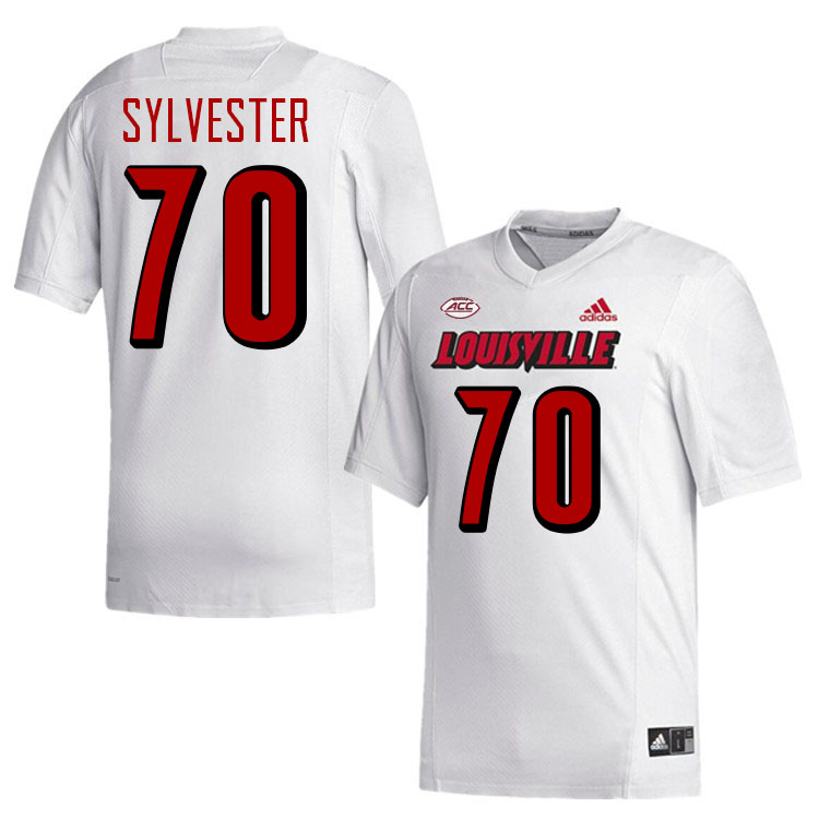 Men #70 Trevonte Sylvester Louisville Cardinals College Football Jerseys Stitched-White